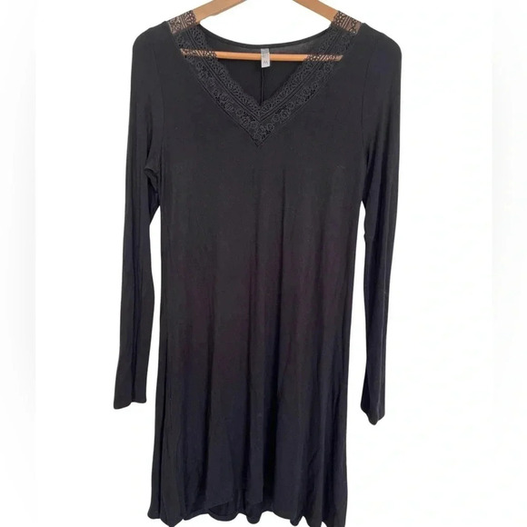 Pentagone Black V-Neck Knee-Length Babydoll Dress size medium - Picture 1 of 5